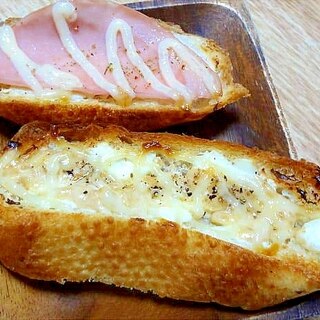 ハムマヨとツナマヨチーズのトースト